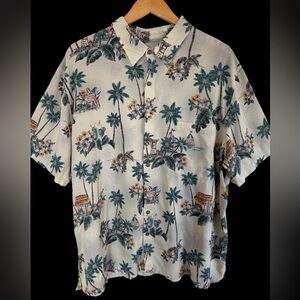 Patriotic Batik Bay Shirt Hawaiian Short Sleeve Button Up Flag Tiki Size 2XL